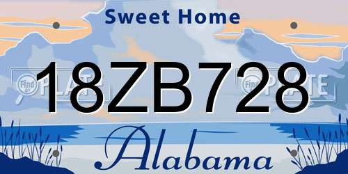 18ZB728 Alabama License Plate