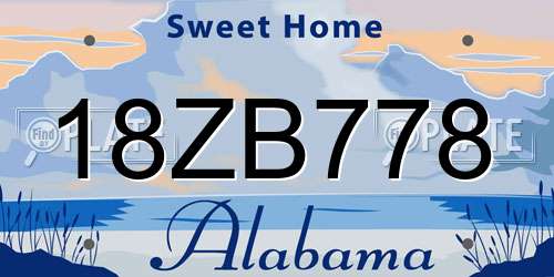 18ZB778 Alabama License Plate