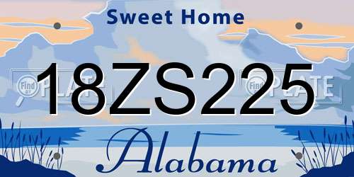 18ZS225 Alabama License Plate