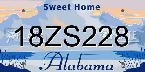 18ZS228 Alabama License Plate