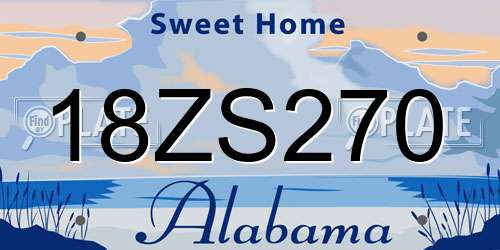 18ZS270 Alabama License Plate