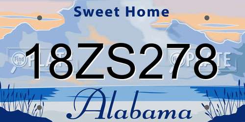 18ZS278 Alabama License Plate