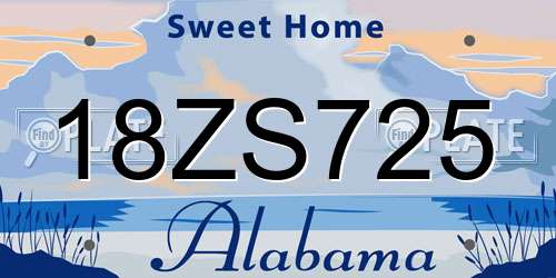18ZS725 Alabama License Plate