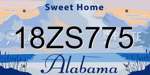 18ZS775 Alabama License Plate