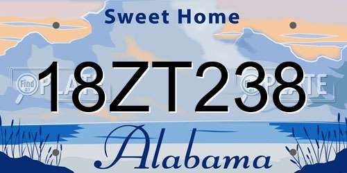 18ZT238 Alabama License Plate