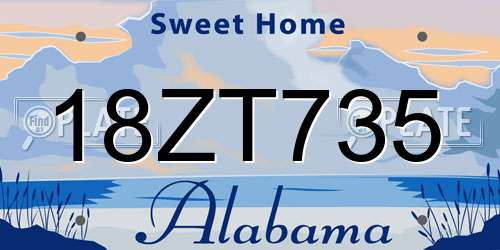 18ZT735 Alabama License Plate