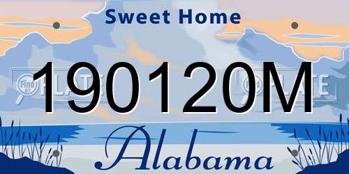 190120M Alabama License Plate