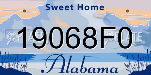 19068F0 Alabama License Plate