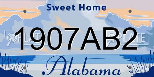 1907AB2 Alabama License Plate