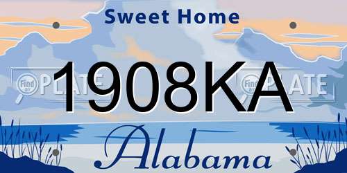 1908KA Alabama License Plate