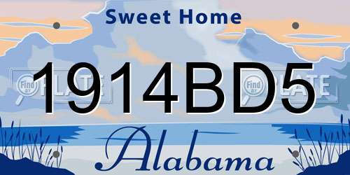 1914BD5 Alabama License Plate