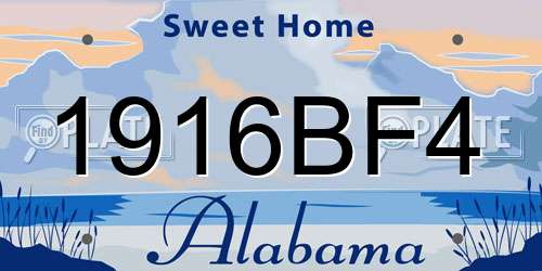 1916BF4 Alabama License Plate