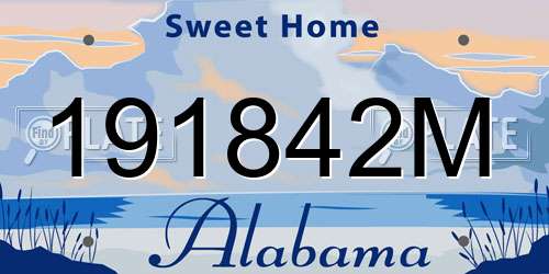 191842M Alabama License Plate