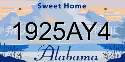 1925AY4 Alabama License Plate