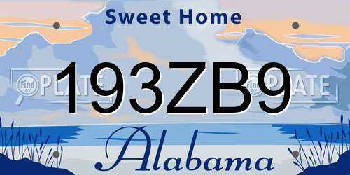 193ZB9 Alabama License Plate