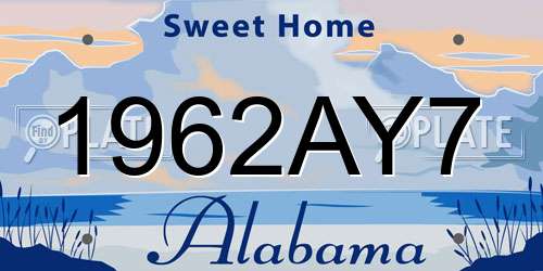 1962AY7 Alabama License Plate