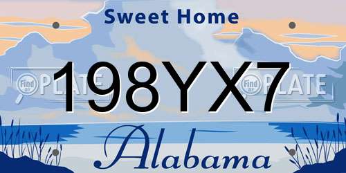 198YX7 Alabama License Plate