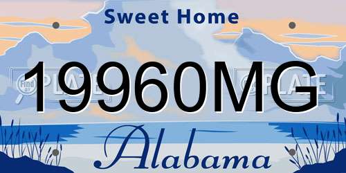 19960MG Alabama License Plate