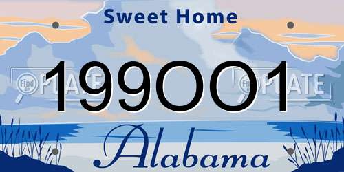 199OO1 Alabama License Plate