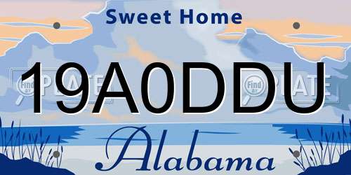 19A0DDU Alabama License Plate