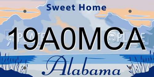 19A0MCA Alabama License Plate