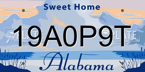 19A0P9T Alabama License Plate
