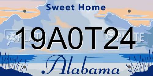 19A0T24 Alabama License Plate