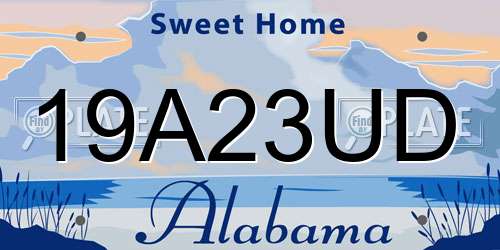 19A23UD Alabama License Plate