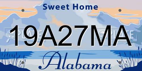 19A27MA Alabama License Plate