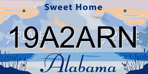 19A2ARN Alabama License Plate