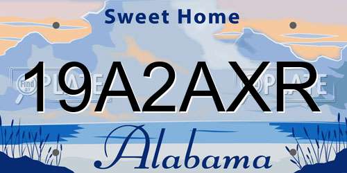 19A2AXR Alabama License Plate
