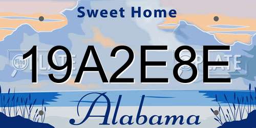 19A2E8E Alabama License Plate