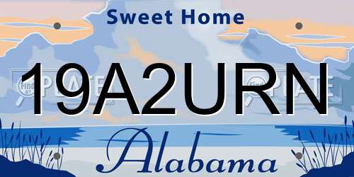 19A2URN Alabama License Plate