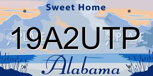 19A2UTP Alabama License Plate