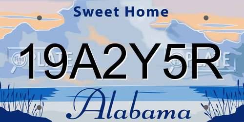 19A2Y5R Alabama License Plate