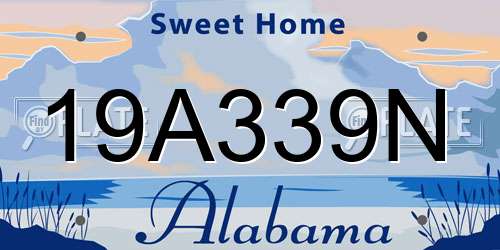 19A339N Alabama License Plate