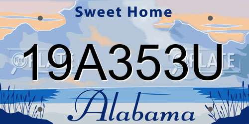 19A353U Alabama License Plate
