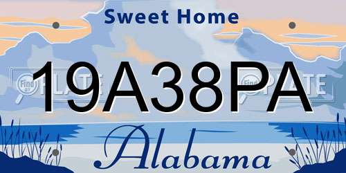19A38PA Alabama License Plate