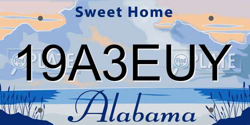 19A3EUY Alabama License Plate