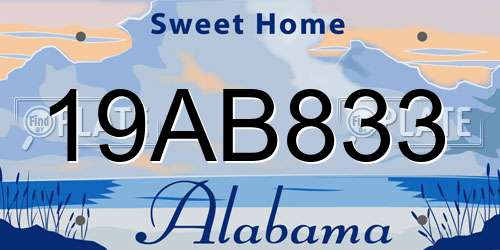 19AB833 Alabama License Plate