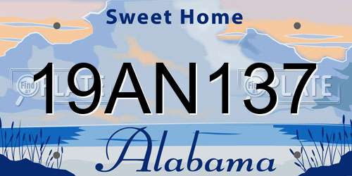 19AN137 Alabama License Plate