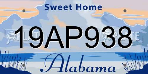 19AP938 Alabama License Plate