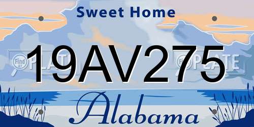 19AV275 Alabama License Plate