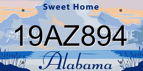 19AZ894 Alabama License Plate