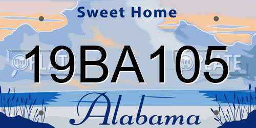 19BA105 Alabama License Plate