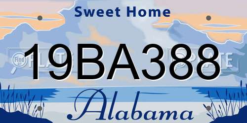 19BA388 Alabama License Plate