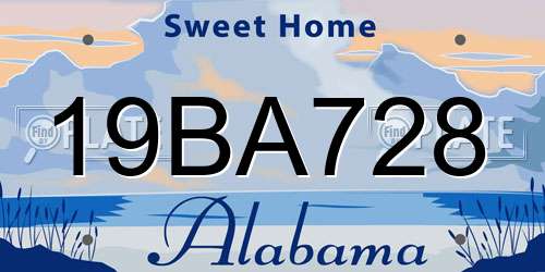 19BA728 Alabama License Plate