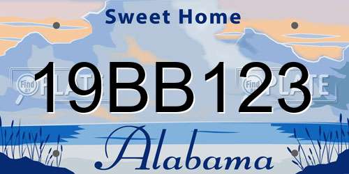 19BB123 Alabama License Plate