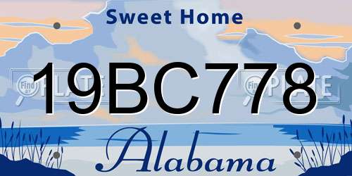 19BC778 Alabama License Plate