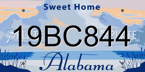 19BC844 Alabama License Plate